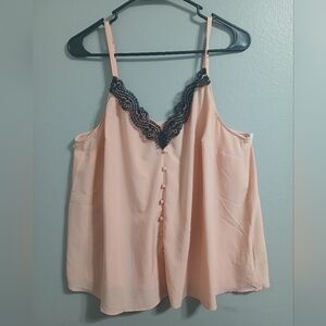 Torrid Peach Cami with Black Lace Accent